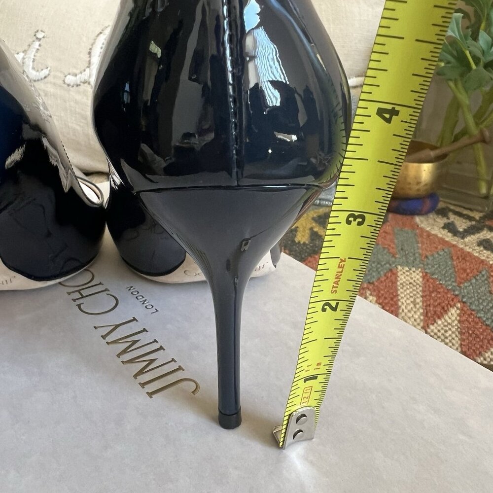 Jimmy Choo MEI Navy Patent Leather Almond Toe Pump Heels - Picture 7 of 15
